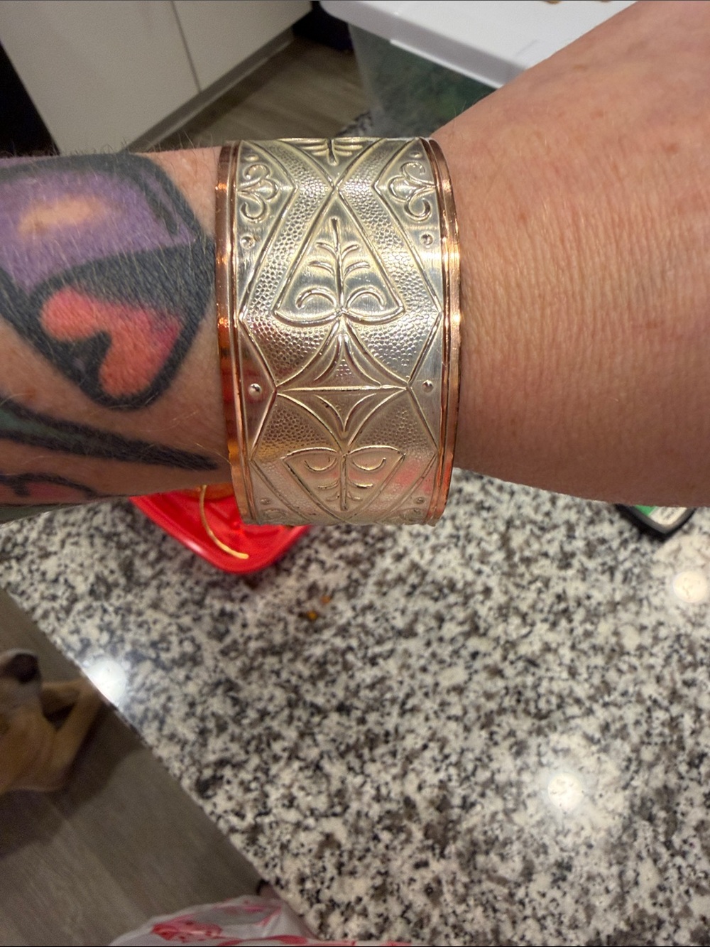 Gold-Tone Engraved Wide Cuff Bracelet - Women's Jewelry